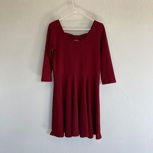 Dark red scoop neck skater dress with keyhole back M/L